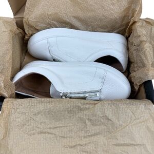 Frye Tumbled Leather Lena Low Zip Sneakers White